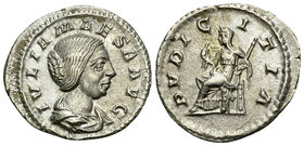 Iulia Maesa AR Denarius, Pudicitia reverse 

Iulia Maesa (218-224 AD). AR Denarius (20-21 mm, 3.03 g), Rome.
 Obv. IVLIA MAESA AVG, Draped bust to ...