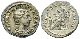 Iulia Soaemias AR Denarius, Venus reverse 

Elagabalus (218-222 AD) for Iulia Soaemias (died 222). AR Denarius (19-20 mm, 3.34 g), Rome.
Obv. IVLIA...