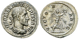 Maximinus I Thrax AR Denarius, Victory reverse 

Maximinus I Thrax (235-238 AD). AR Denarius (20 mm, 2.22 g), Rome, 235/236.
Obv. IMP MAXIMINVS PIV...