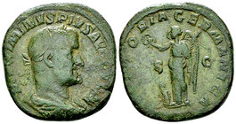 Maximinus I Thrax AE Sestertius, German victory reverse 

Maximinus I Thrax (235-238 AD). AE Sestertius (30-31 mm, 23.60 g), Rome.
Obv. MAXIMINVS P...