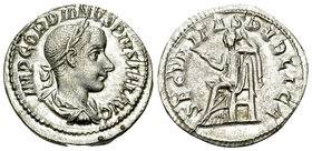Gordianus III Pius AR Denarius, Securitas reverse 

Gordianus III Pius (238-244 AD). AR Denarius (19-20 mm, 2.84 g), Rome.
Obv. IMP GORDIANVS PIVS ...