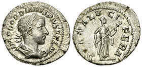 Gordianus III Pius AR Denarius, Diana reverse 

Gordianus III Pius (238-244 AD). AR Denarius (20-21 mm, 2.96 g), Rome.
Obv. IMP GORDIANVS PIVS FEL ...