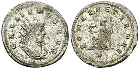 Gallienus silvered AE Antoninianus, Roma reverse 

Gallienus (253-268 AD. Silvered AE Antoninianus (22 mm, 4.44 g), mint in Asia.
Obv. GALLIENVS AV...