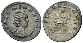 Salonina silvered AE Antoninianus, Empress reverse 

Gallienus (253-268 AD) for Salonina. Silvered AE Antoninianus (21-22 mm, 3.46 g), Rome, c. 253-...