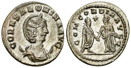 Salonina silvered AE Antoninianus, Emperor/empress reverse 

Gallienus (253-268 AD) for Salonina. Silvered AE Antoninianus (20-21 mm, 3.53 g), Samos...