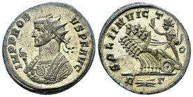 Probus silvered AE Antoninianus, Sol in quadriga reverse 

Probus (276-282 AD). Silvered AE Antoninianus (21 mm, 3.97 g), Rome, 281.
Obv. IMP PROBV...