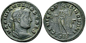 Galerius AE Nummus, Genius reverse 

Galerius Caesar (294-305 AD). AE Nummus (27-28 mm, 9.29 g), Siscia, c. 295.
Obv. MAXIMIANVS NOB CAES, Laureate...