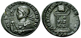 Constantinus II AE Nummus, Treveri 

Constantine I (306-337 AD) for Constantinus II Caesar. AE Nummus (18 mm, 2.83 g), Treveri, c. 322.
Obv. CONSTA...