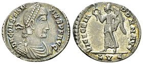 Constantius II AR Siliqua, Victory reverse 

Constantius II (337-361 AD). AR Siliqua (16-18 mm, 2.18 g), Lugdunum, 360-363.
Obv. D N CONSTANTIVS P ...