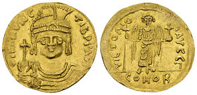 Mauricius Tiberius AV Solidus, Constantinople 

Mauricius Tiberius (582-602 AD). AV Solidus (20-21 mm, 4.34 g), Constantinople, 583-601.
Obv. D N m...