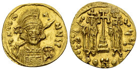 Constantinus IV AV Solidus, Constantinople 

Constantinus IV (668-685 AD). AV Solidus (19 mm, 4.32 g), Constantinople, 674-681.
Obv. D N CONANYS P,...