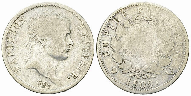 Napoléon I, AR 2 Francs 1809 Q, Perpignan 

France. Napoléon I Empereur. AR 2 ...