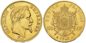 Napoléon III, AV 100 Francs 1864 A 

France, second Empire. Napoleon III (1852-1870). AV 100 Francs 1868 A (35 mm, 32.28 g). Paris.
KM 802.2; Gad. ...