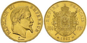 Napoléon III, AV 100 Francs 1867 BB 

France, second Empire. Napoleon III (1852-1870). AV 100 Francs 1862 BB (35 mm, 32.24 g). Strasbourg.
KM 802.2...