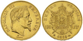 Napoléon III, AV 100 Francs 1868 A 

France, second Empire. Napoleon III (1852-1870). AV 100 Francs 1868 A (35 mm, 32.22 g). Paris.
KM 802.2; Gad. ...