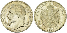France, AR 5 Francs 1868 BB, Strasbourg

France, 2nd Empire. Napoléon III. AR 5 Francs 1868 BB (24.98 g), Strasbourg.
Gad. 739.

SUP.