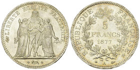France, AR 5 Francs 1877 A, Paris 

France, 3ème République. AR 5 Francs 1877 A (24.94 g), Paris.
Gad. 745a.

FDC.