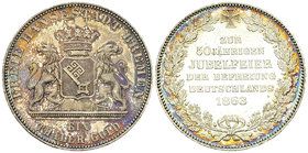 Bremen, AR Taler 1863 

Bremen. AR Taler 1863 (33 mm, 17.52 g), auf die 50-jährige Jubelfeier der Befreiung Deutschlands (1813). 
AKS 14. 

 Fast...