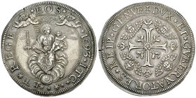 Genova, AR Scudo largo 1693 

Italia, Genova. Dogi biennali (1528-1797). AR Scudo largo 1693 ITC (60 mm, 38.29 g). 
D. La Vergine col Bambino coron...