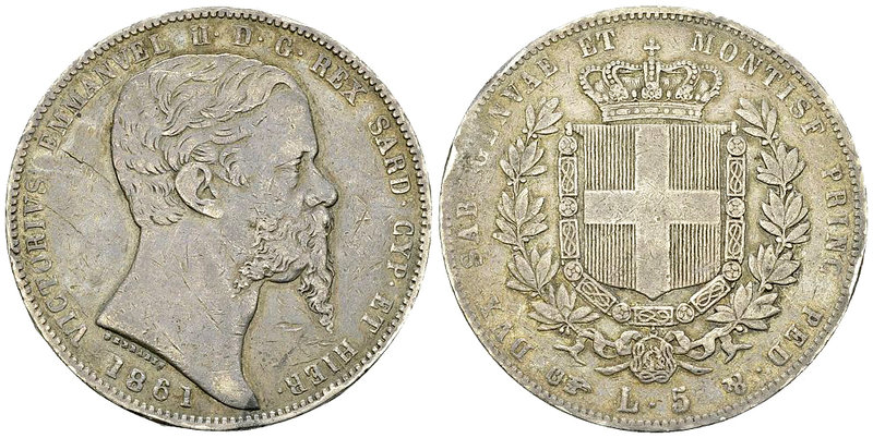 Savoia, AR 5 Lire 1861, Torino, RR 

Savoia. Vittorio Emanuele II, Re di Sarde...