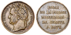 Genf, AE Essai de la presse monétaire 

Schweiz, Eidgenossenschaft. Genf/Genève. AE Essai de la presse monétaire de Genève J. Bovy (19 mm, 1.96 g)....