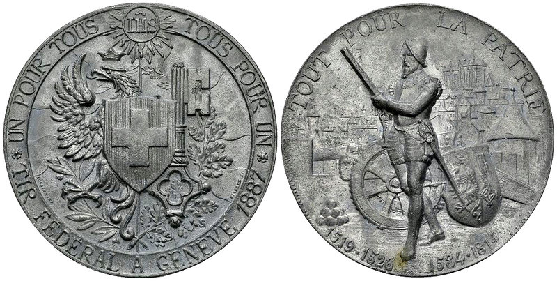 Genf, Essai in Blei der Schützenmedaille 1887, Tir fédéral 

Schweiz, Genf/Gen...