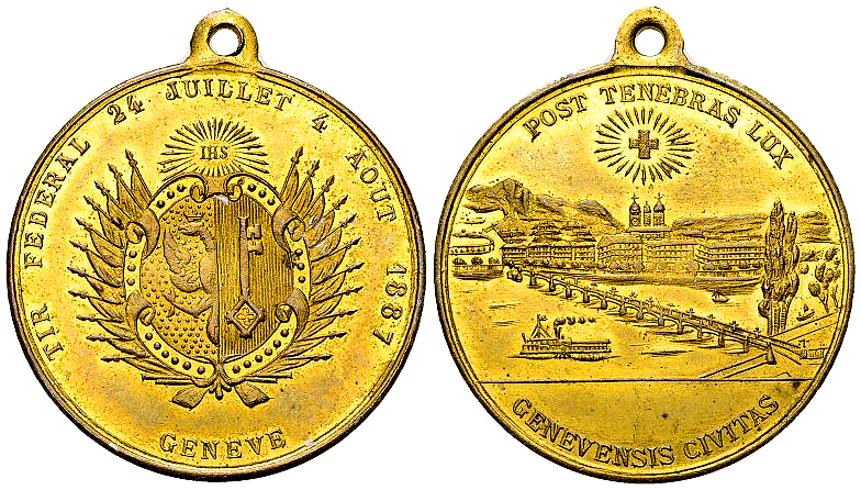 Genf, AE Schützenmedaille 1887, Tir fédéral 

Schweiz, Genf/Genève. AE Schütze...