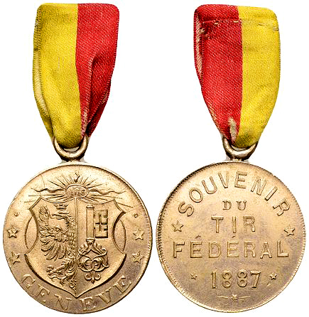 Genf, AE Schützenmedaille 1887, Tir fédéral 

Schweiz, Genf/Genève. AE Schütze...