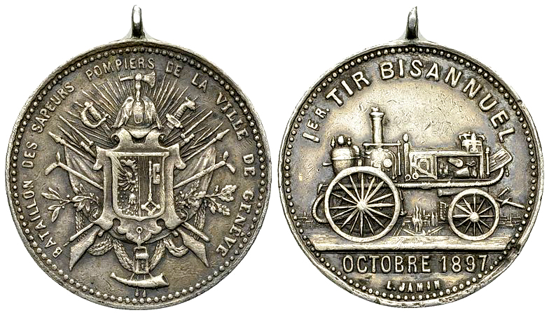 Genf, AR Schützenmedaille 1897, Tir des sapeurs-pompiers 

Schweiz, Genf/Genèv...