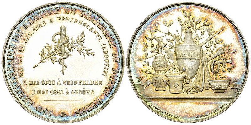 Aargau/Genf, AR Medaille 1893, Burkhard Reber 

Schweiz, Aargau/Genf. AR Medai...