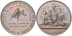 Aargau/Genf, AE Medaille 1893, Burkhard Reber 

Schweiz, Aargau/Genf. AR Medaille 1893 (37 mm, 25.84 g), 25me anniversaire de l'entrée en pharmacie ...