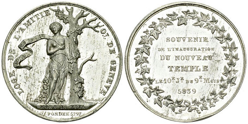 Genf, Zinnmedaille/Abzeichen 1839, Freimaurer 

Schweiz, Genf/Genève. Freimaur...