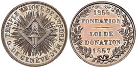 Genf, AE Medaille 1857, Freimaurer 

Schweiz, Genf/Genève. Freimaurer, Orient de Genève, Temple unique de l´ordre maçon. AE Medaille 1857 (27-28 mm,...