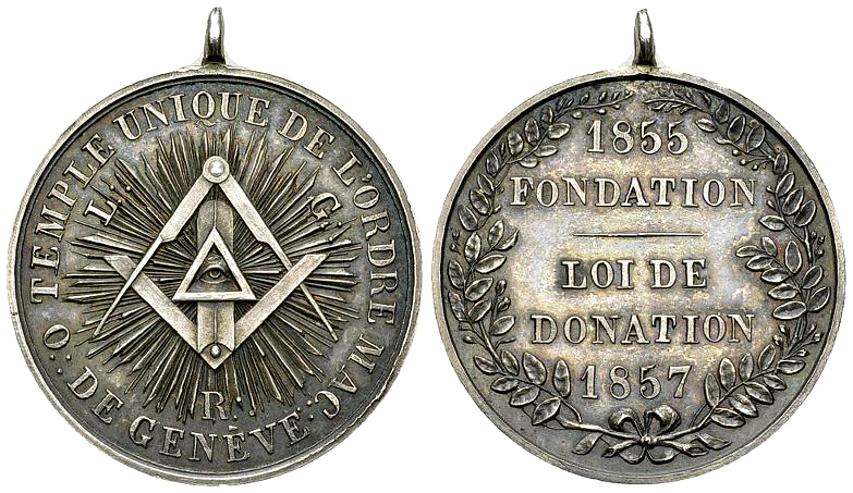 Genf, AR Medaille 1857, Freimaurer 

Schweiz, Genf/Genève. Freimaurer, Orient ...