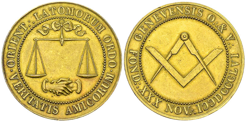 Genf, AE Medaille o.J., Freimaurer 

Schweiz, Genf, Stadt. Freimaurer, Orient ...