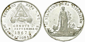 Genf, WM Medaille 1867, Freimaurer 

Schweiz, Genf, Stadt. Freimaurer, Orient de Genève. WM Medaille 1867 (33-34 mm, 12.99 g), auf den international...