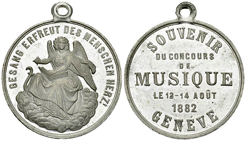 Genf, WM Medaille 1882, Concours de musique 

Schweiz, Genf/Genève. WM Medaill...