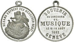 Genf, WM Medaille 1882, Concours de musique 

Schweiz, Genf/Genève. WM Medaille 1882 (33 mm, 13.66 g), Souvenir du concours de musique, le 12-14 aoû...