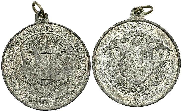 Genf, WM Medaille 1882, Concours international de musique 

Schweiz, Genf/Genè...
