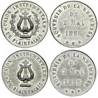 Plainpalais, Set von 2 WM Medaillen 1886 

Schweiz, Genf/Genève. Plainpalais. Set von 2 WM Medaillen 1886 (28 mm, 8.60 und 8.62 g). Vorderseitenvari...