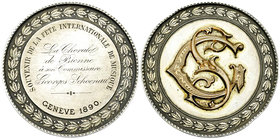 Genf, Teilvergoldete AR Medaille 1890 

Schweiz, Genf/Genève. Teilvergoldete AR Medaille 1890 (52 mm, 55.60 g), Souvenir de la fête internationale d...
