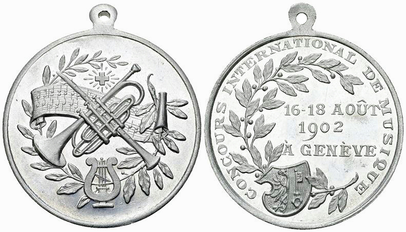 Genf, AL Medaille 1902, Concours de musique 

Schweiz, Genf/Genève. AL Medaill...