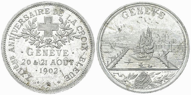 Genf, AL Medaille 1902, Croix-Bleue 

Schweiz, Genf/Genève. Aluminium-Medaille...