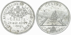 Genf, AL Medaille 1902, Croix-Bleue 

Schweiz, Genf/Genève. Aluminium-Medaille 1902 (33 mm, 4.27 g), auf den XXVeme anniversaire de la Croix-Bleue....