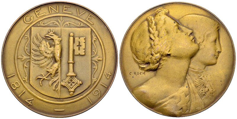 Genf, AE Medaille 1914, 100 Jahrfeier 

Schweiz, Genf/Genève. AE Medaille 1914...