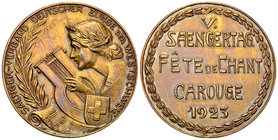 Carouge, AE Medaille 1923, Sängertag 

Schweiz, Genf/Genève. Carouge. AE Medaille 1923 (35 mm, 22.31 g), auf den V. Sängertag/Fête de chant.

Vorz...
