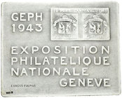 Genf, AR Plakette 1943, GEPH 

Schweiz, Genf/Genève. Einseitige AR Plakette 1943 (55x45 mm, 56.95 g), Exposition philatélique nationale. Punze 925....