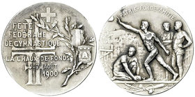 La Chaux-de-Fonds, AR Medaille 1900, Fête fédérale de gymnastique 

Schweiz, Eidgenossenschaft. Neuchâtel/Neuenburg. AR Medaille 1900 (35 mm, 18.19 ...