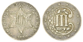 USA AR 3 Cents 1858 

USA. AR 3 Cents 1858 (0.74 g).
KM 80.

Almost very fine.