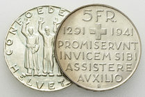 Schweiz, Lot von 2 AR 5 Franken 1941, 650 Jahre Bund 

Schweiz, Eidgenossenschaft. Lot von 2 (zwei) AR 5 Franken 1941, 650 -Jahrfeier des Bundes. 
...